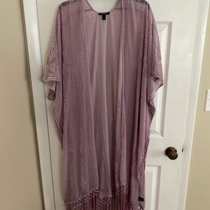 Torrid Lavender Burnout Velvet Robe with fringe